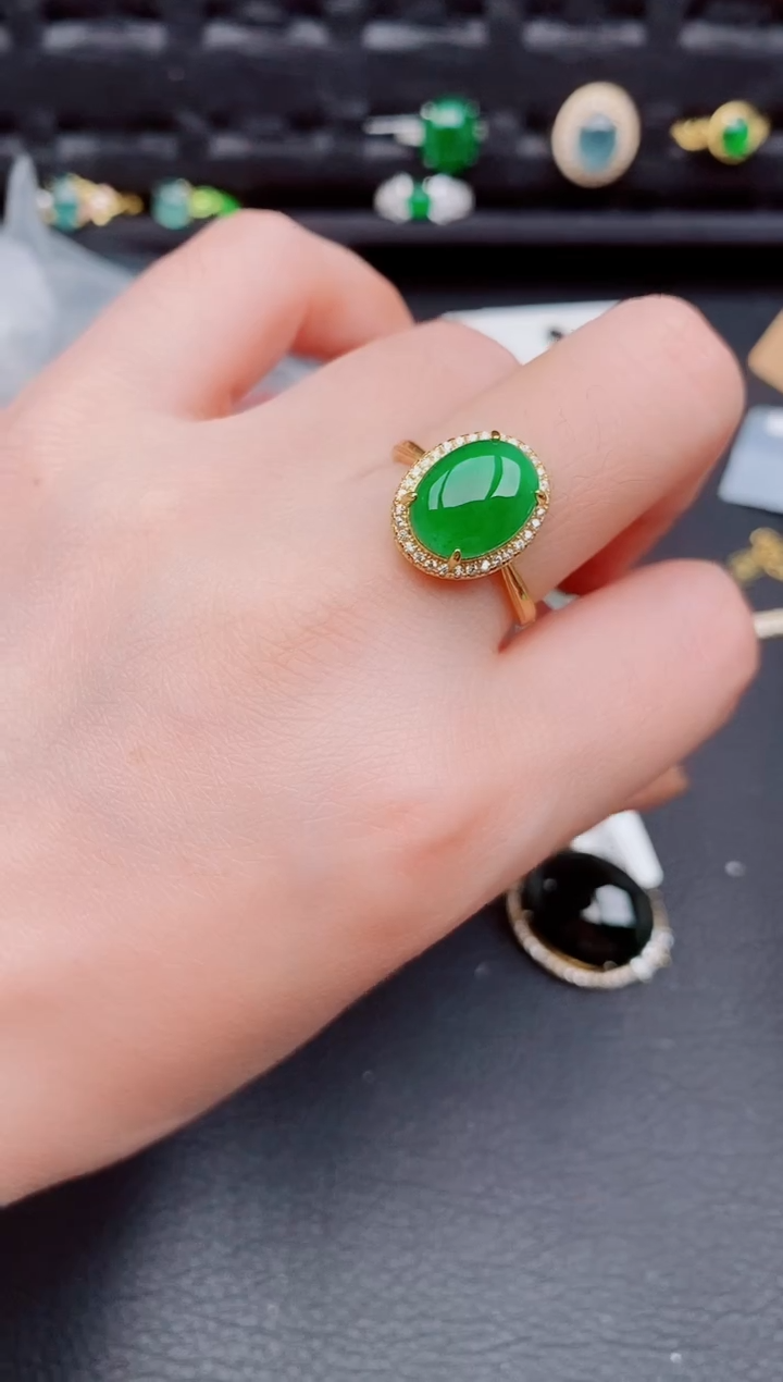 【闪购商品】翡翠戒指银S925镶嵌天然a货翡翠804