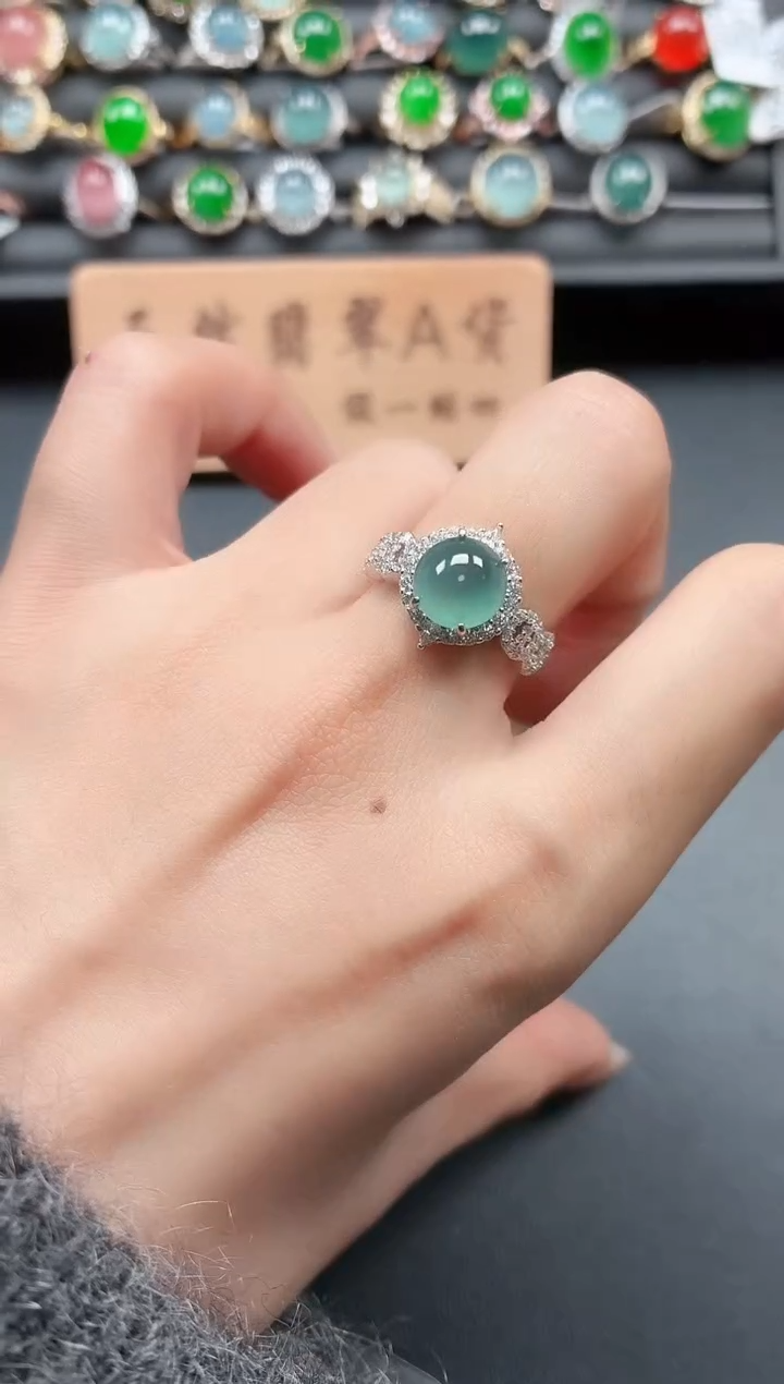 银S925镶嵌戒指翡翠111