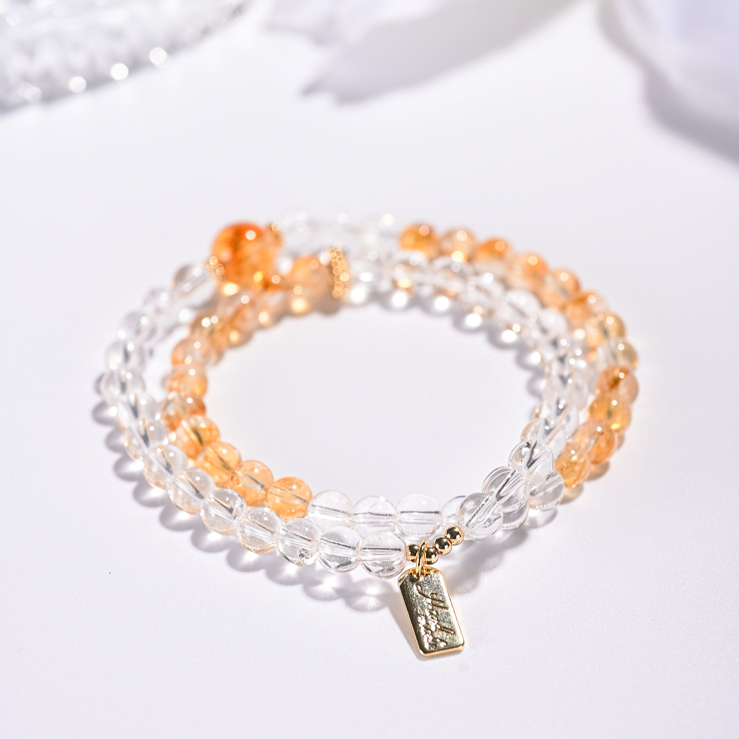 F【黄白】黄水晶白水晶双圈福利手串