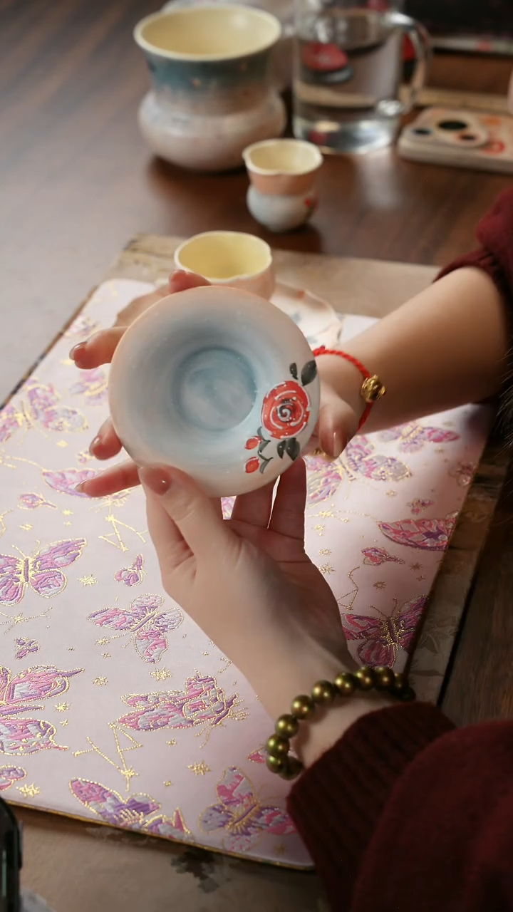 陶瓷茶具落日玫瑰杯垫