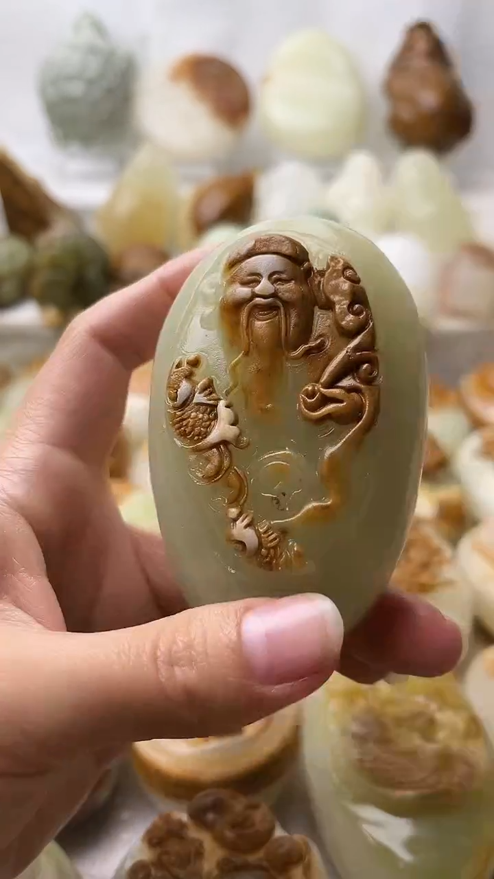 石材古青石棉纹正常不退换财神