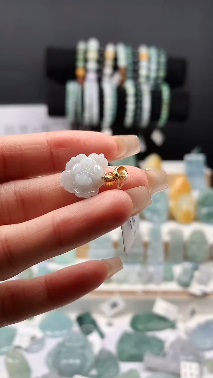 吊坠(不含链)未镶嵌翡翠143莲花