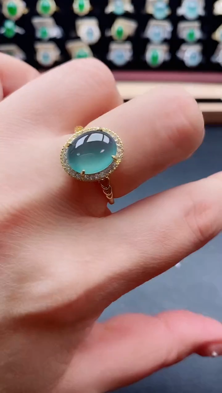 银S925镶嵌戒指翡翠1