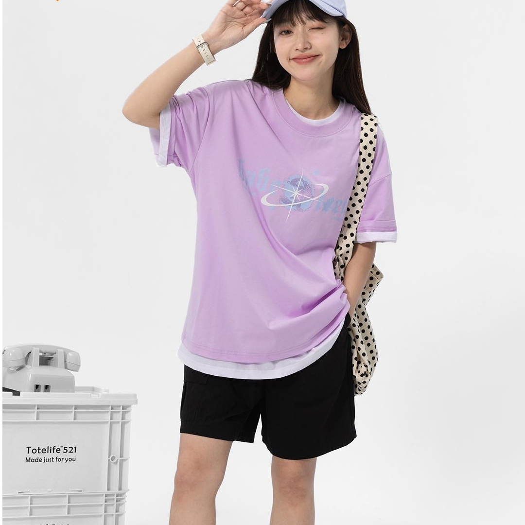 26933高端专享老林家夏季天花板女宝短袖浅紫（B）