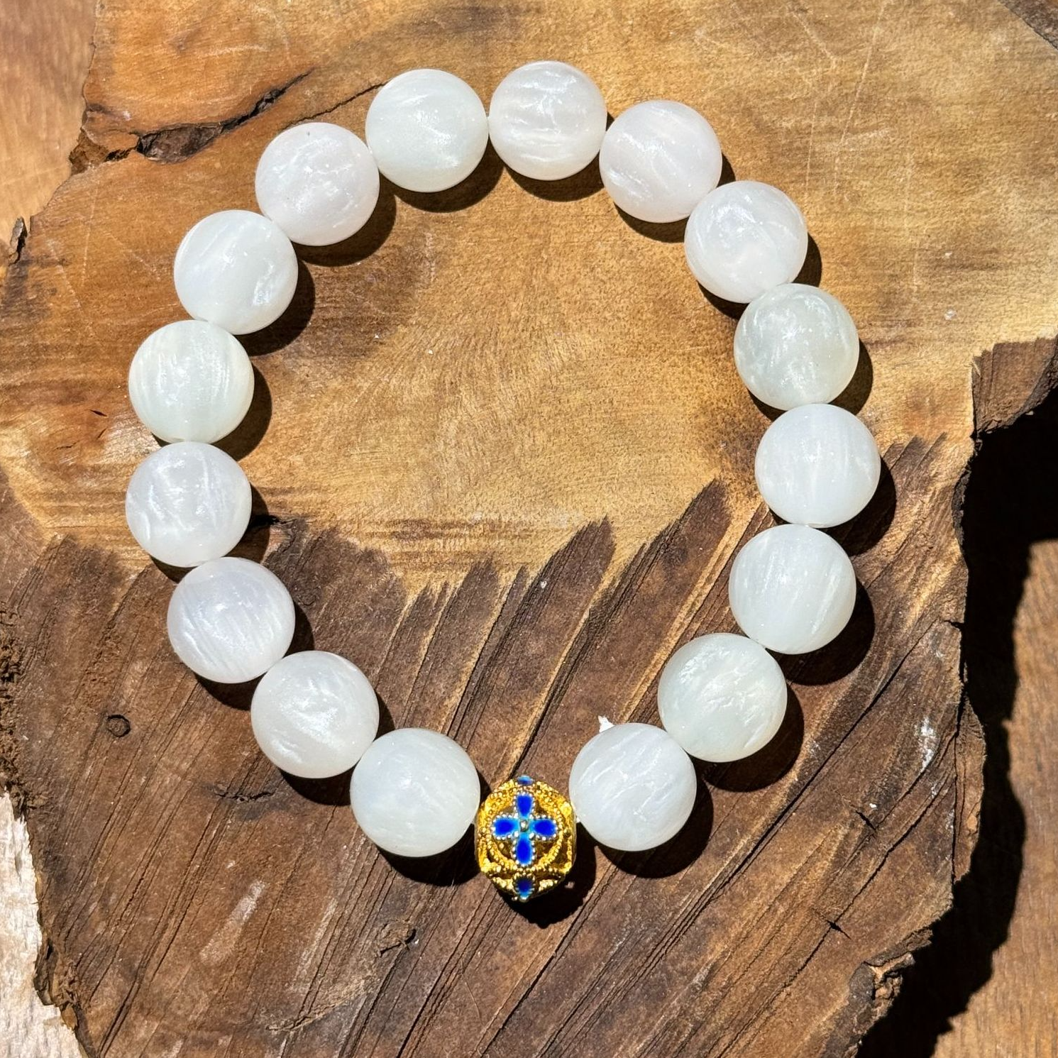 K403 变色云母+四叶蓝色金色珠 (无礼盒）