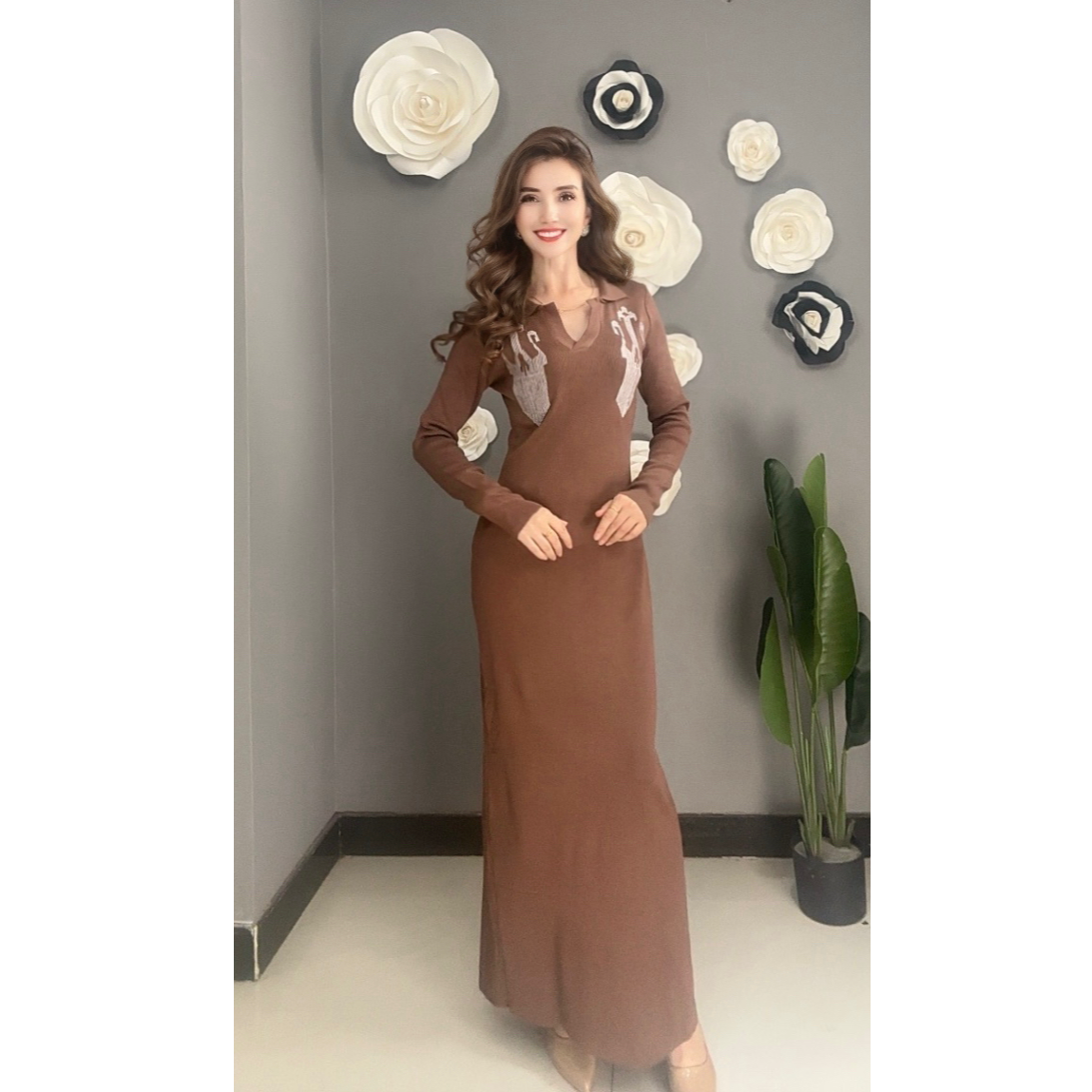 2502【包邮】民族风针织气质通勤女装连衣裙