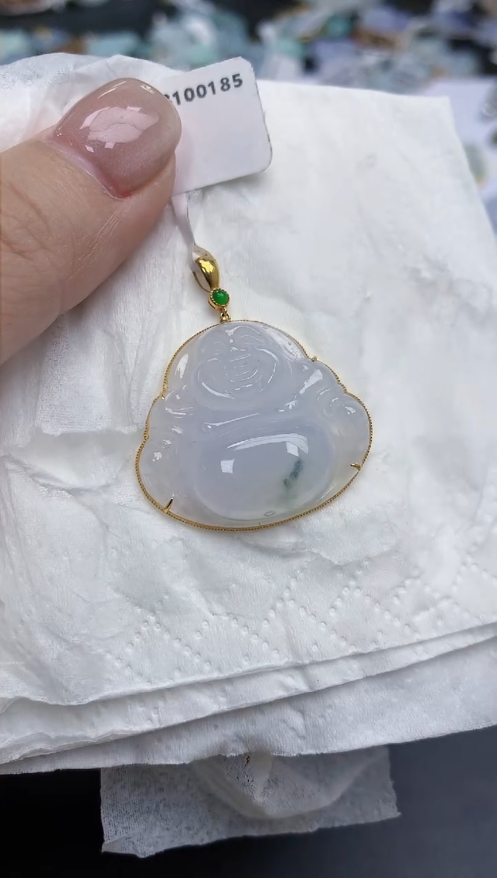 【闪购商品】翡翠颈饰18K金镶嵌天然缅甸翡翠A货