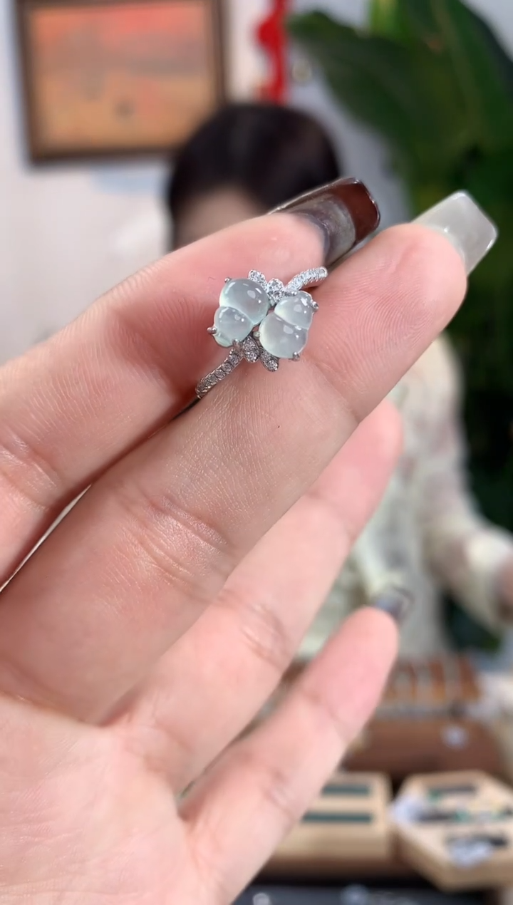 翡翠银S925镶嵌戒指戒指