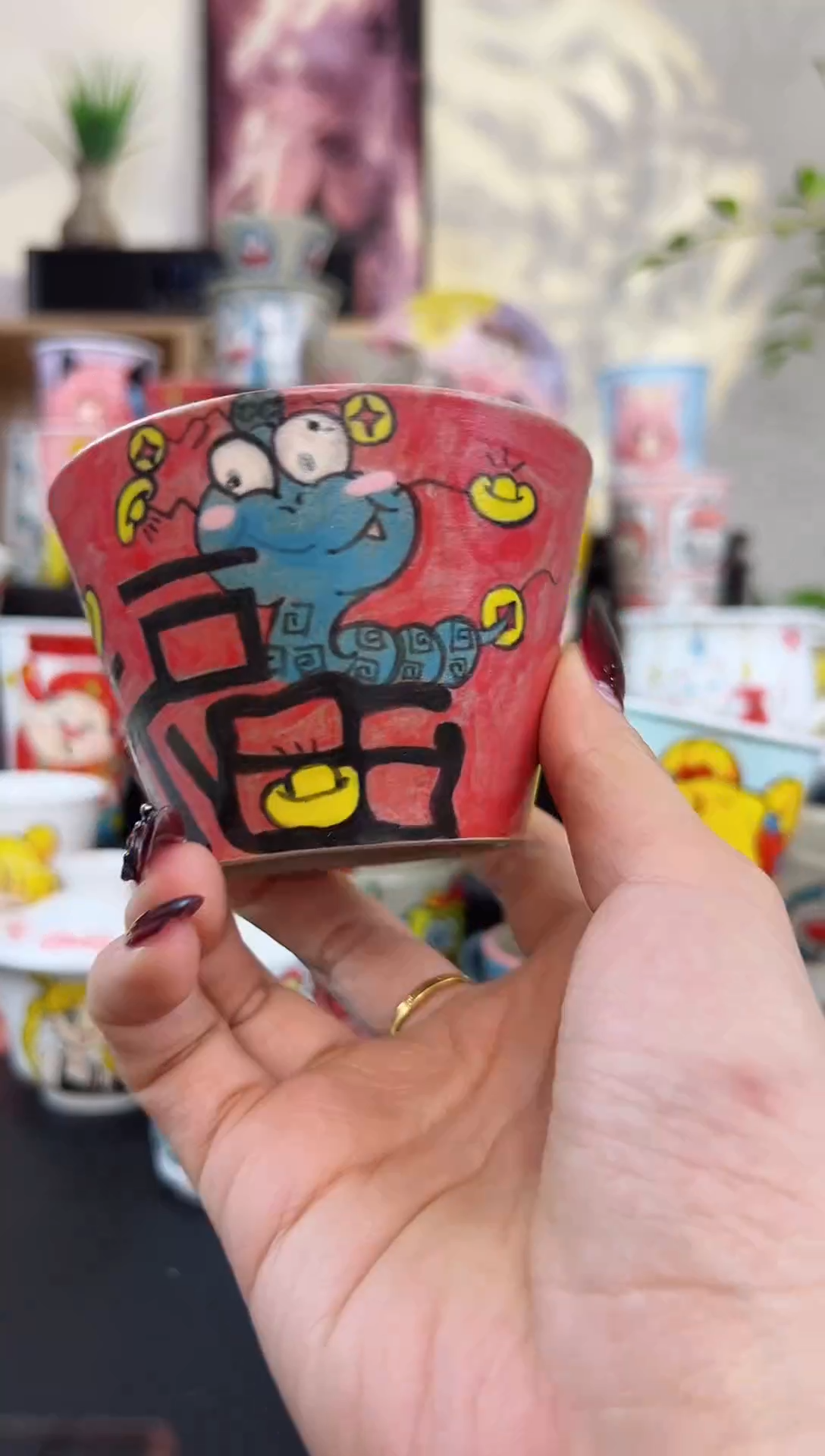【闪购商品】摆件笙笙漫 手工手绘陶瓷杯杯