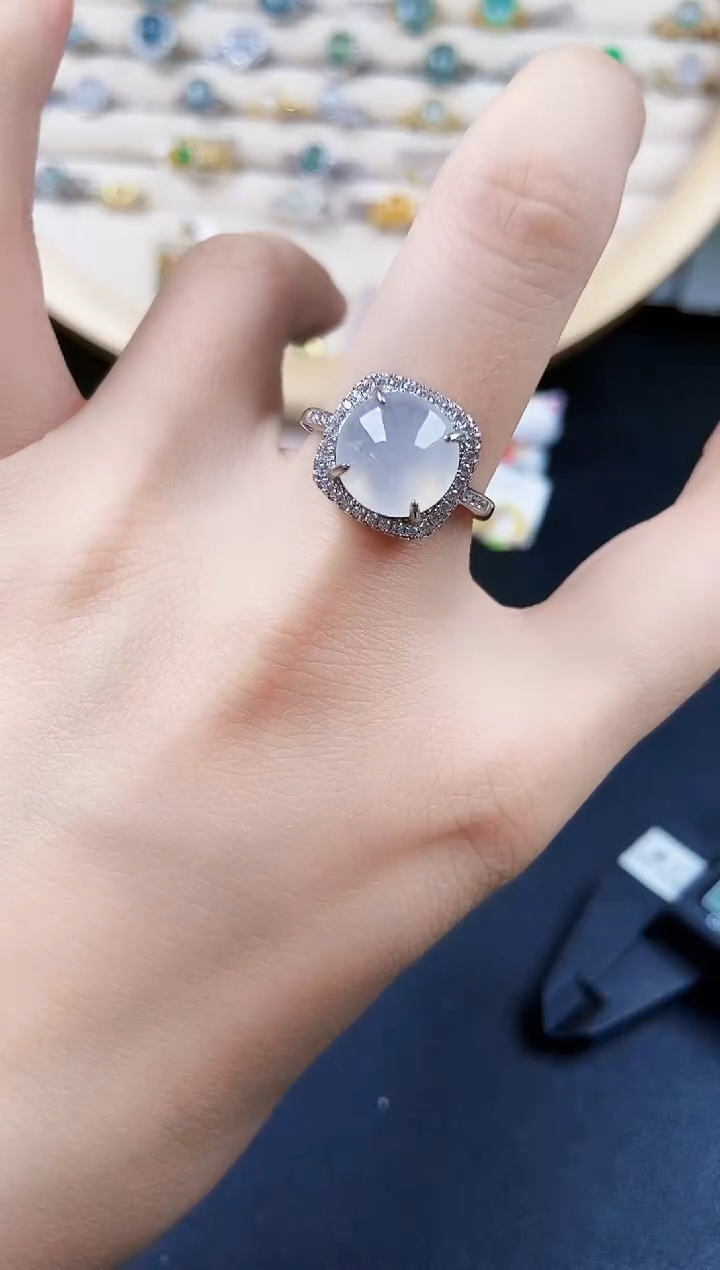 翡翠银S925镶嵌戒指6546546