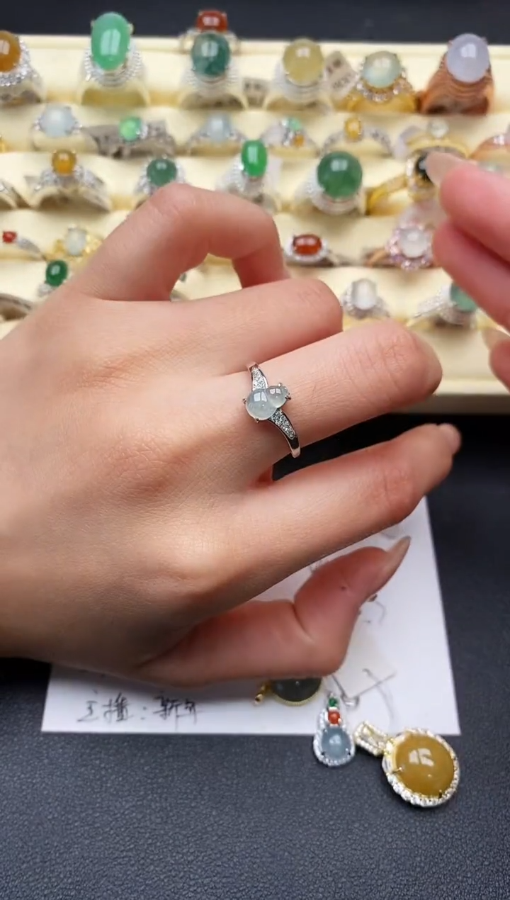 【闪购商品】翡翠戒指银S925镶嵌1111111+6