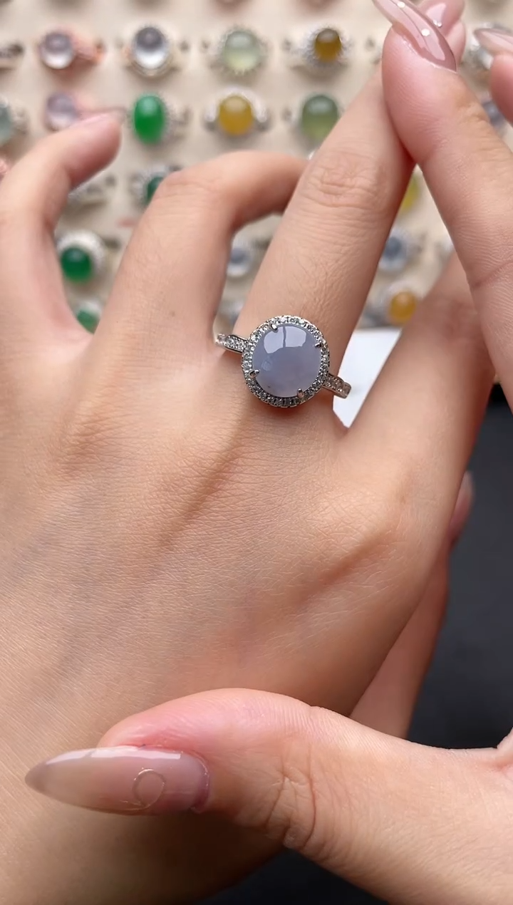 【闪购商品】翡翠戒指银S925镶嵌一物一证一礼盒