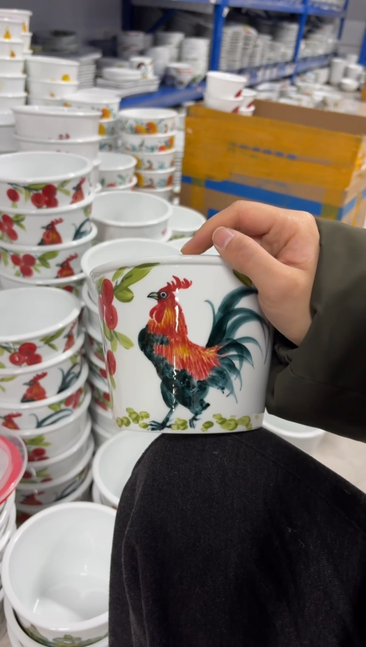 景德镇高温陶瓷食品级手绘釉中彩-泡面桶