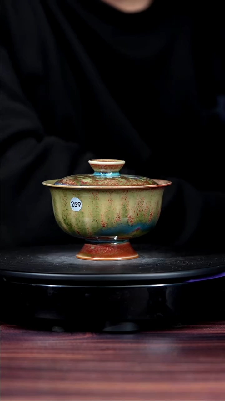 杯子瓷259#盼龙窑一级品原矿钧瓷盖碗