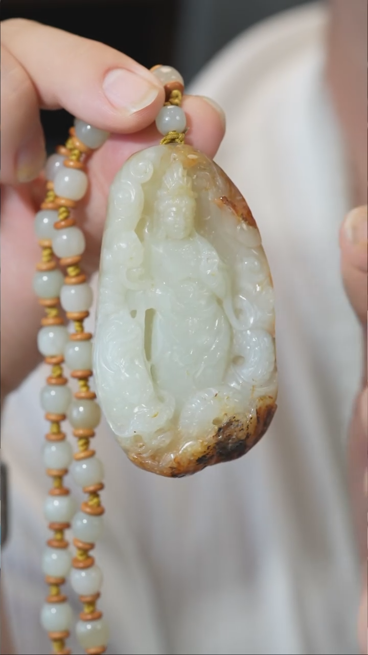 和田玉未镶嵌颈饰观音