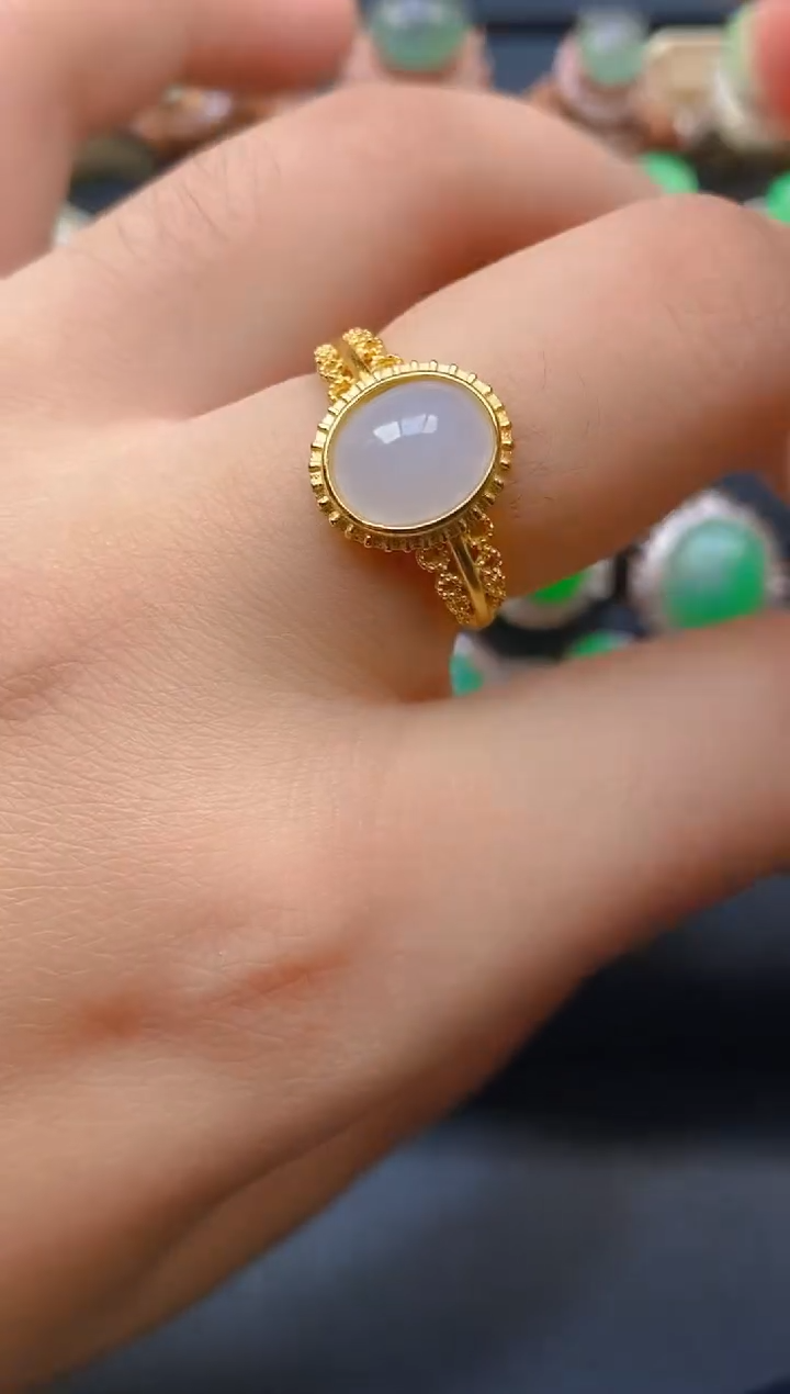 【闪购商品】翡翠戒指银S925镶嵌天然A货翡翠1