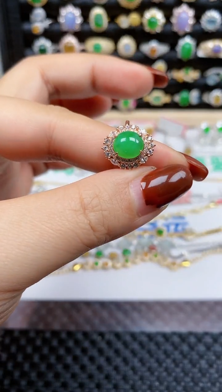 银S925镶嵌戒指翡翠146