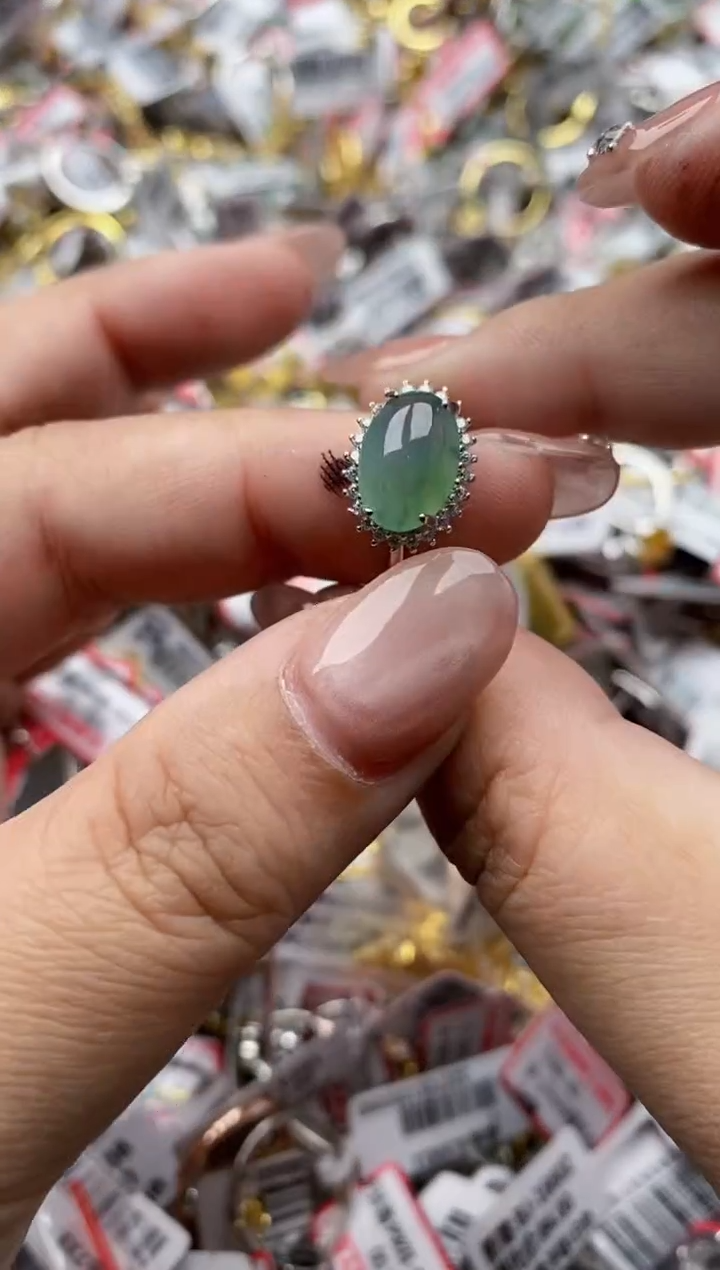 【闪购商品】翡翠戒指银S925镶嵌66666---3