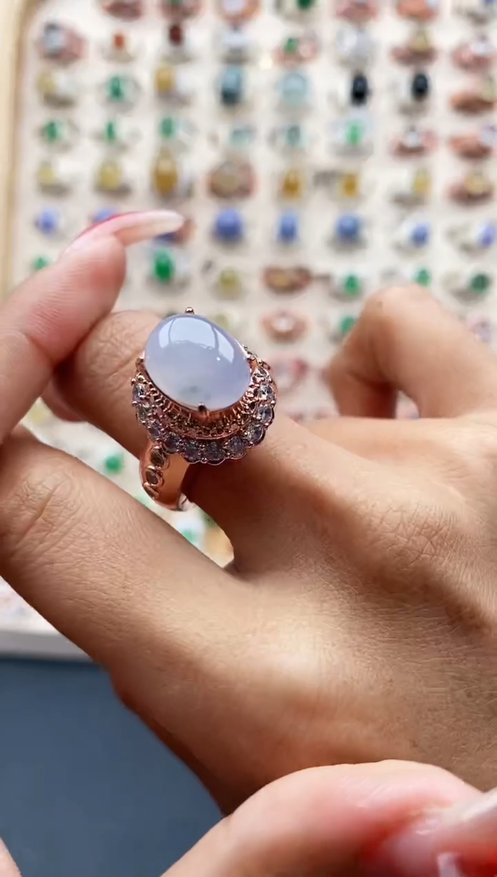 【闪购商品】翡翠戒指未镶嵌缅甸天然A货翡翠444  3+1