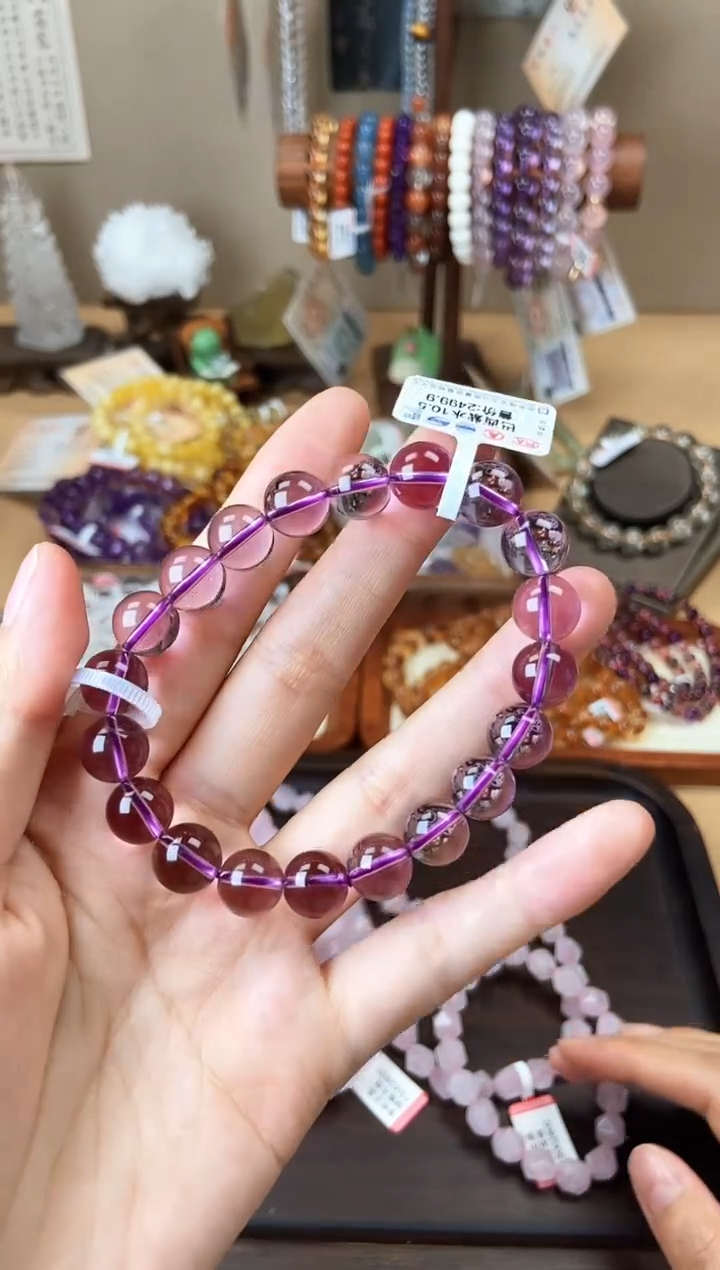 水晶手链未镶嵌10.5mm巴西紫水晶