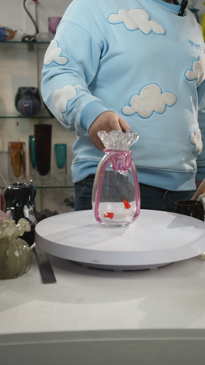 【闪购商品】琉璃高22轻奢琉璃花器福利正常手工痕迹