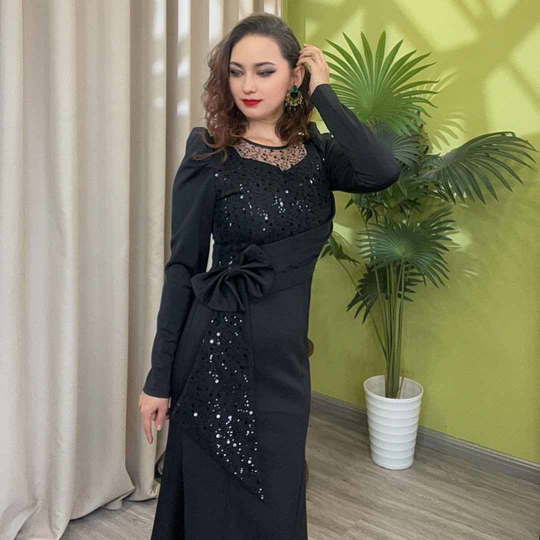 2025年新款连衣裙长袖长袖时尚轻奢修身收腰