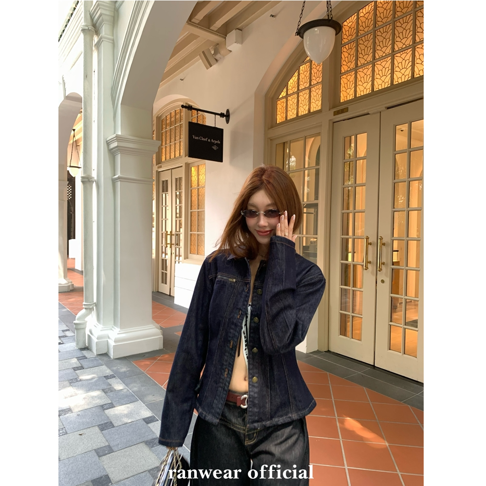 Ranwear 美人计 重工复古丹宁立裁百搭时髦腔调休闲牛仔外套