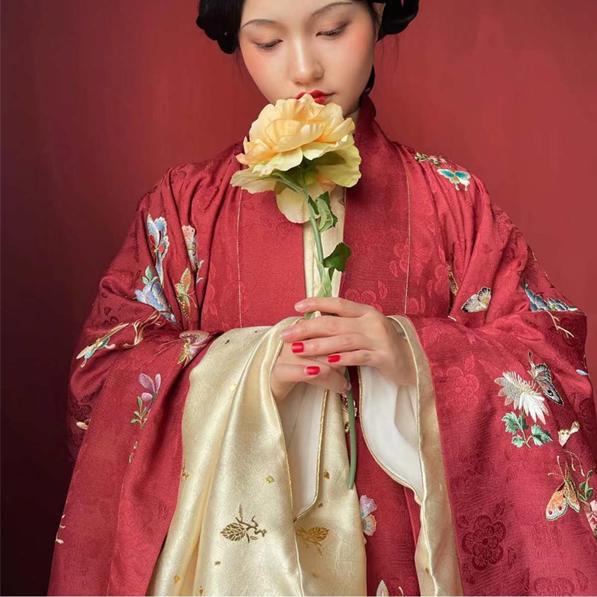 鸾羽家 厚版/纱料百蝶披风 明制汉服 秋冬 晚明风