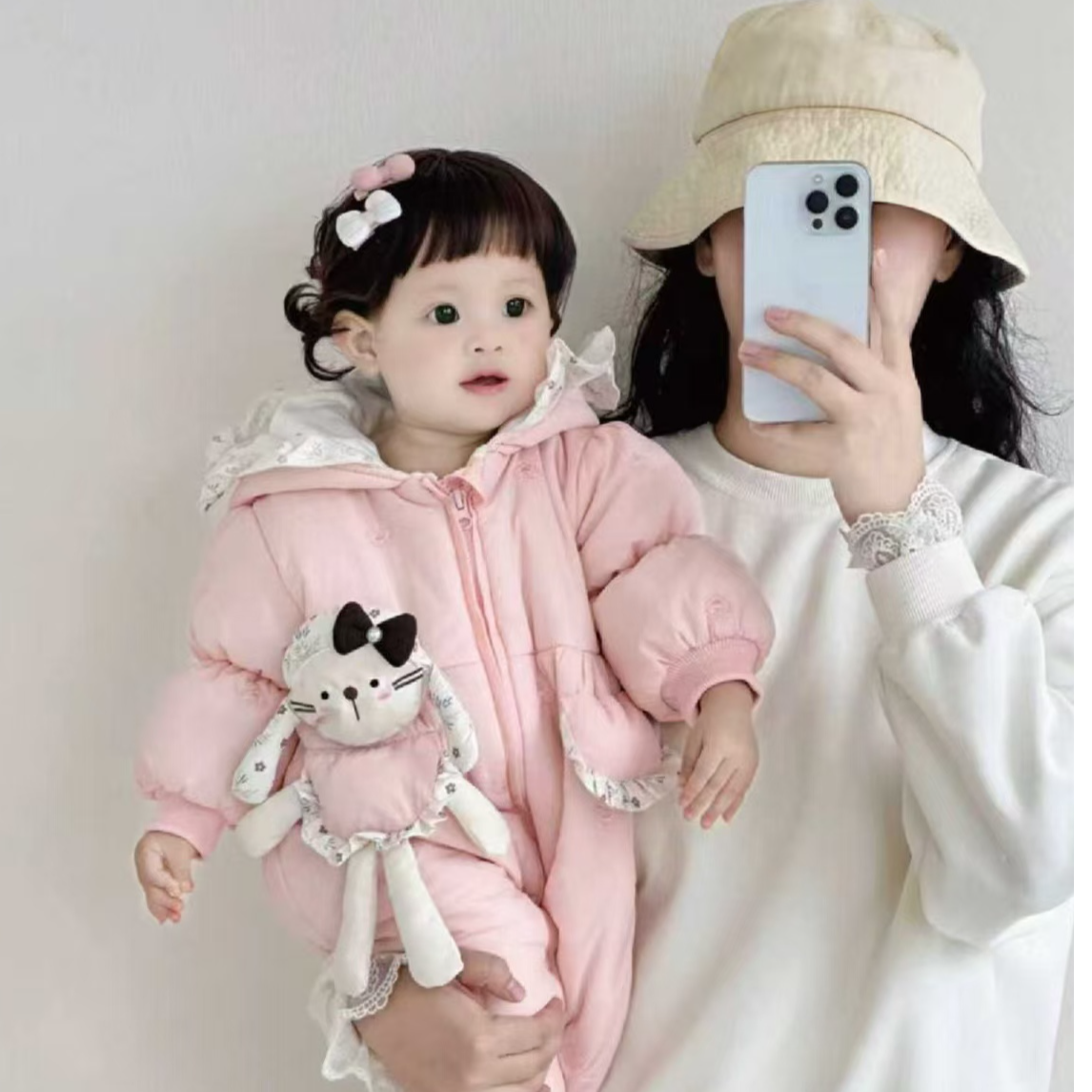 婴儿加厚连体衣宝宝冬季衣服新生儿超萌可爱外出服甜美哈衣爬服