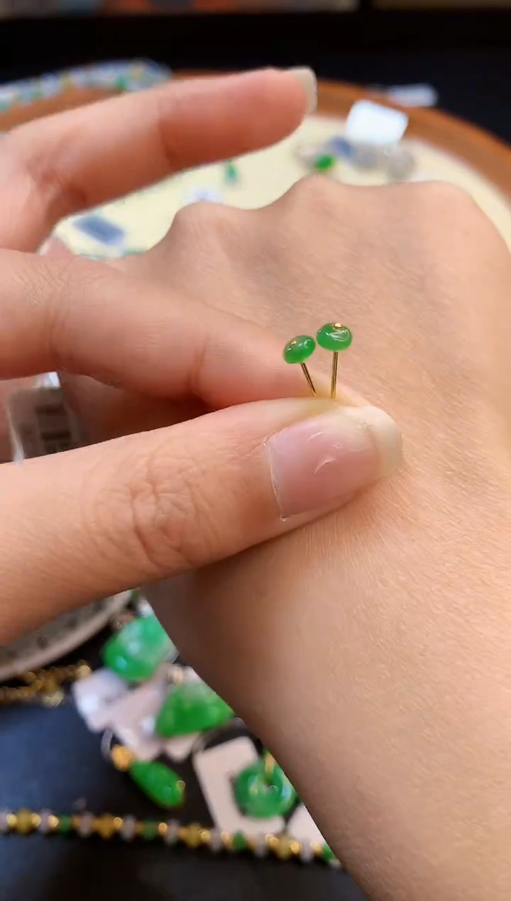 【闪购商品】翡翠耳饰18K金镶嵌 多样性发一件3412