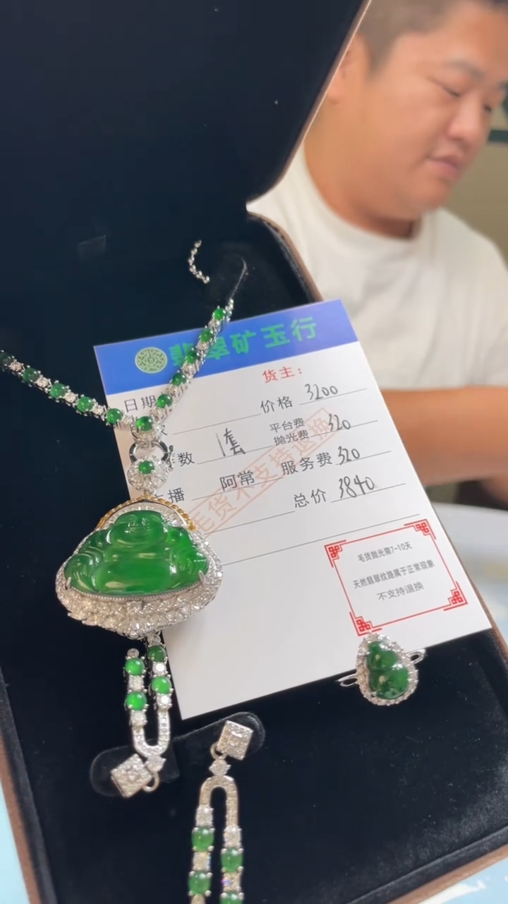 颈饰银S925镶嵌翡翠其*-净货-多样性-发一套