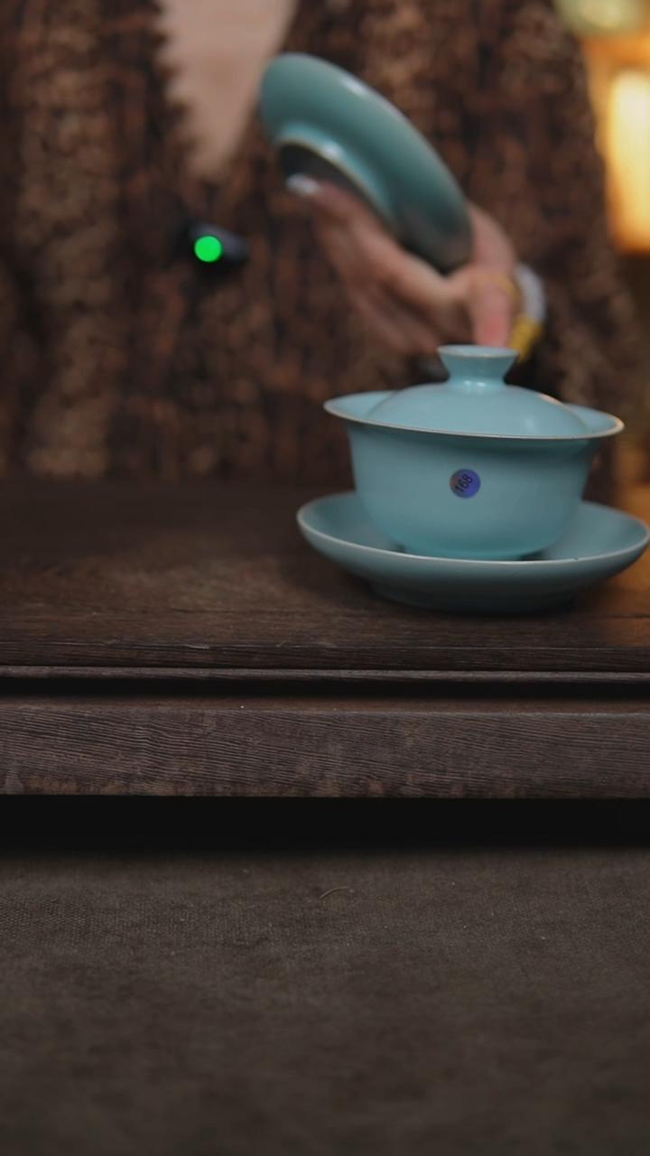 杯仿古宋臻釉三才盖碗大瑕168