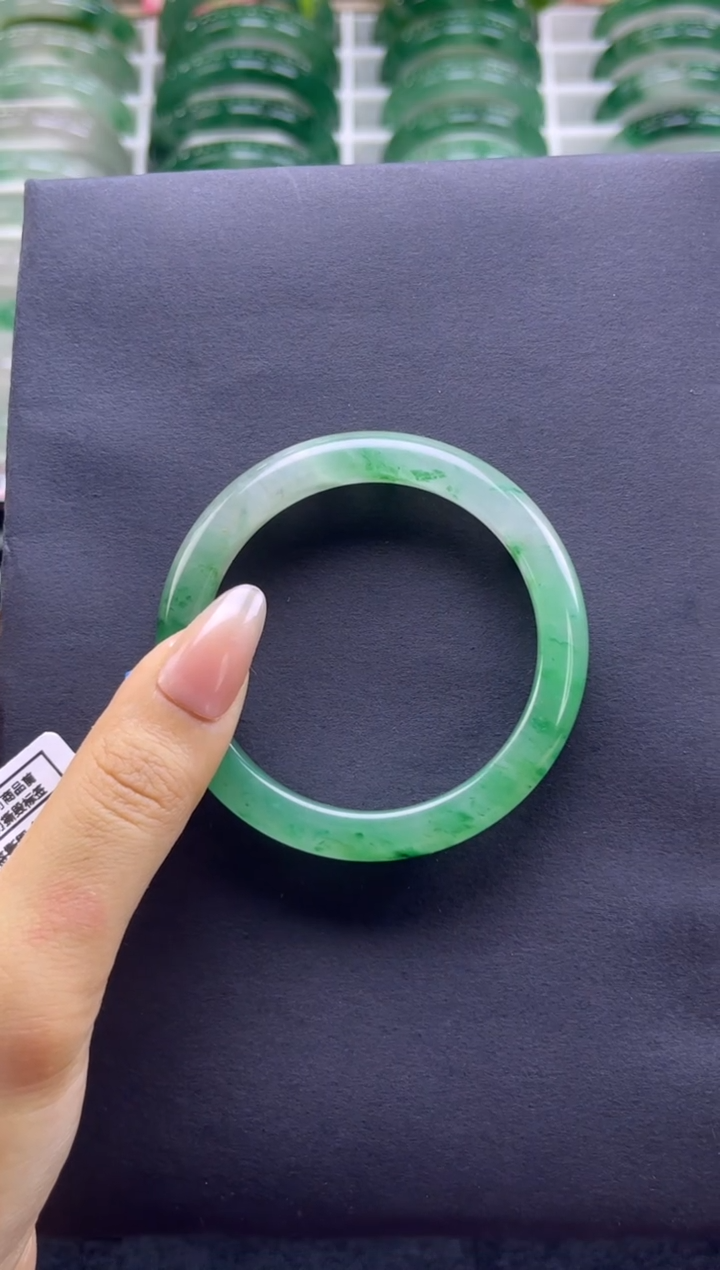 未镶嵌手镯石英质玉（非洲翠）11071蓝绿标52圈