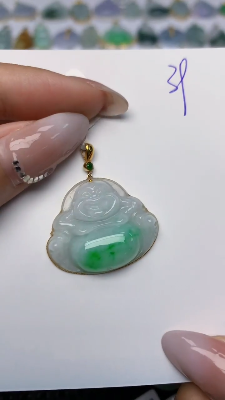 【闪购商品】翡翠颈饰18K金镶嵌天然翡翠a货39