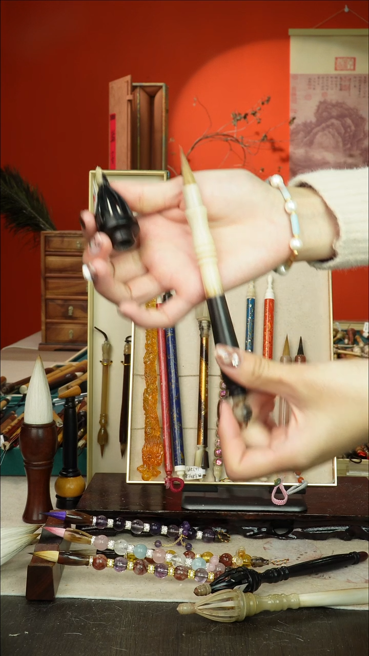 131号闪孤品高货毛笔链接 清水试笔 蘸墨不退