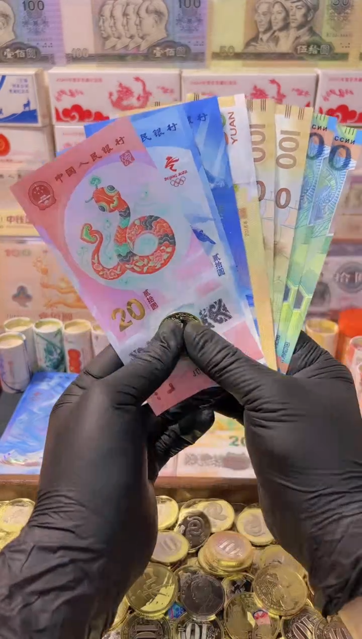 【闪购商品】其他普通金属福蛇献瑞纪念八钞一币合集（纸+塑料）