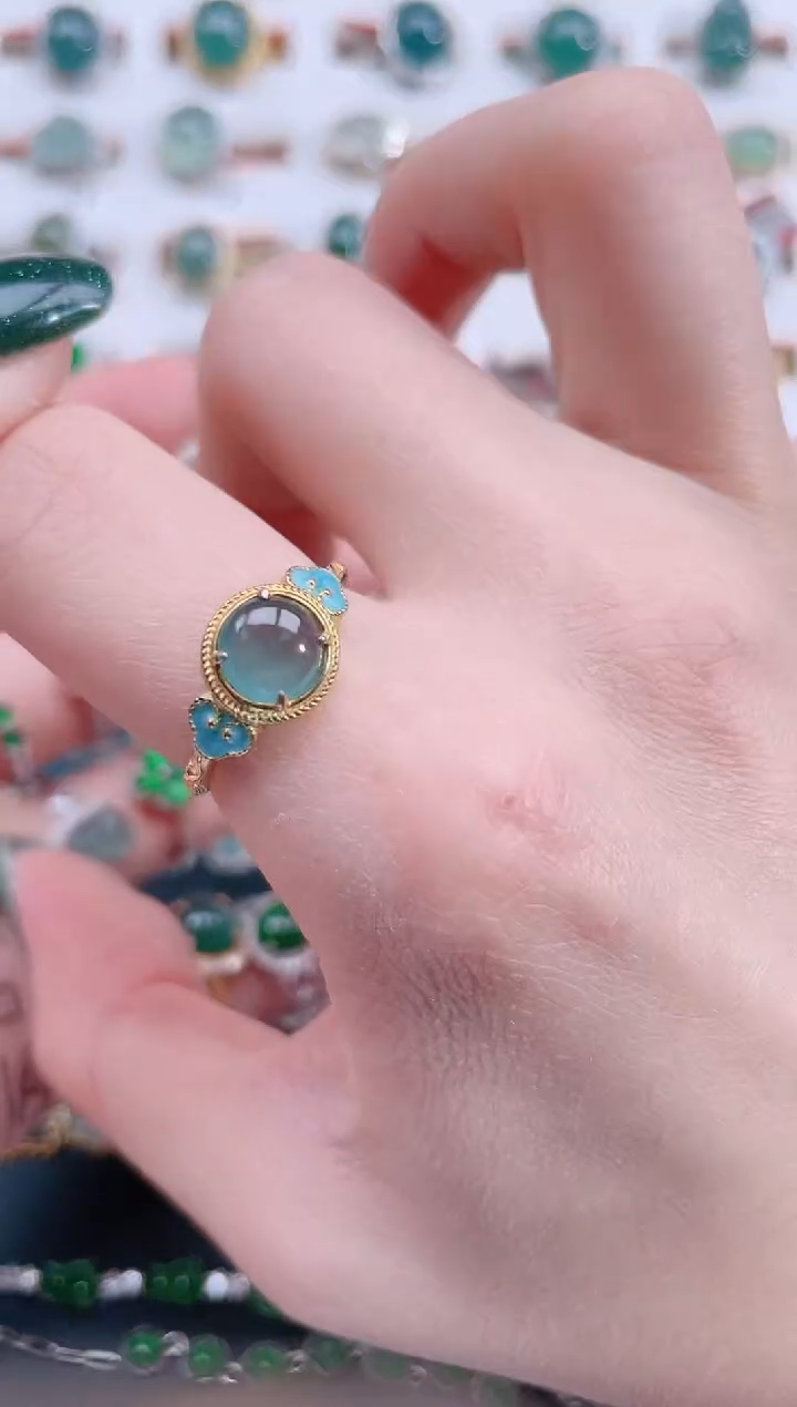银S925镶嵌戒指翡翠天然翡翠