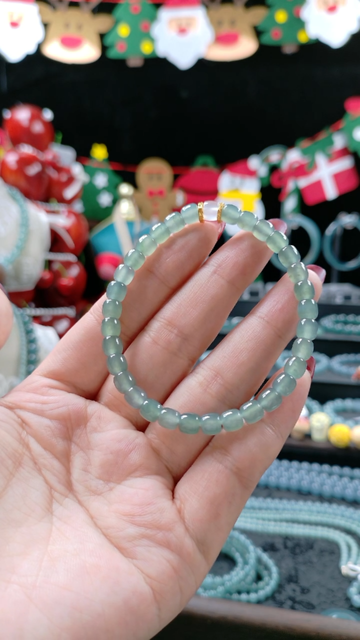 毛衣链未镶嵌翡翠燎*6mm冰种晴水老型珠手串