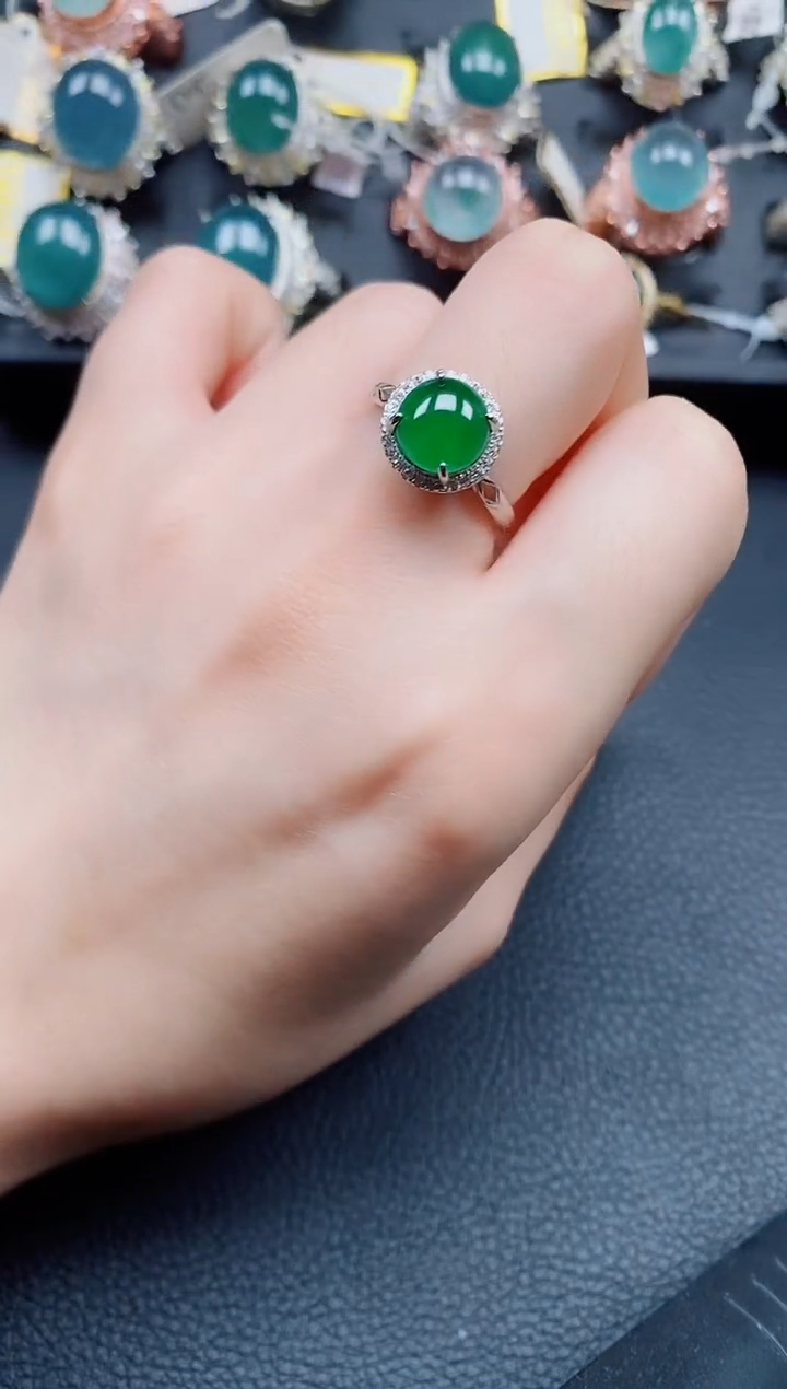翡翠银S925镶嵌戒指翡翠