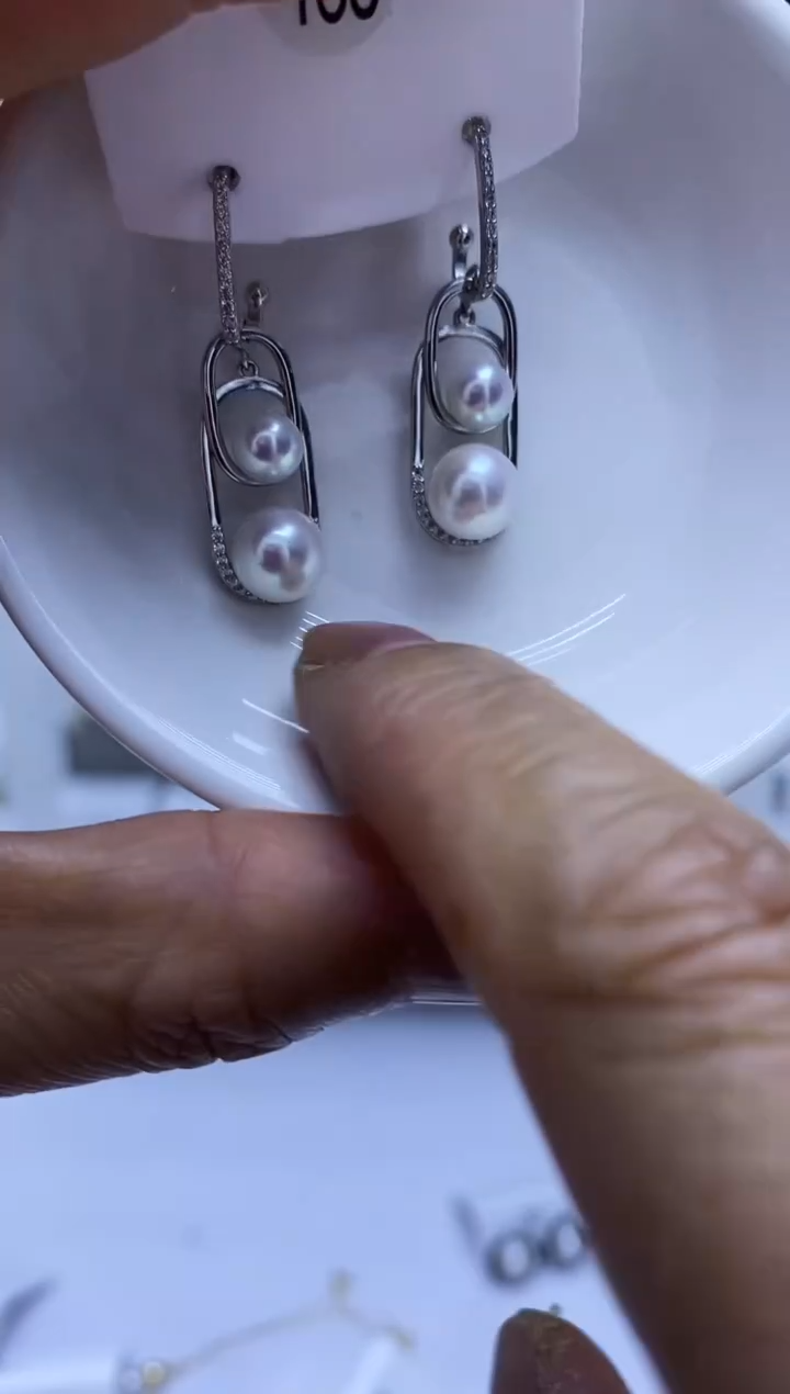 银S925镶嵌耳饰淡水珍珠185