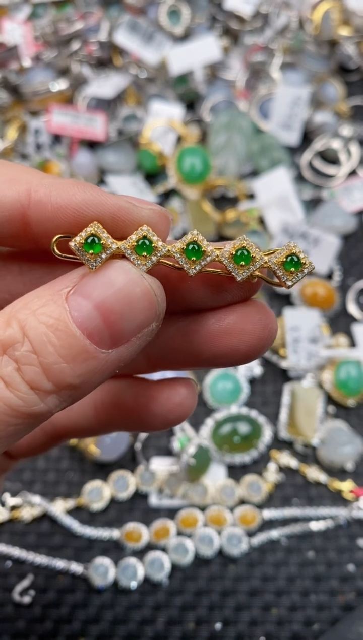 银S925镶嵌戒指翡翠999    8