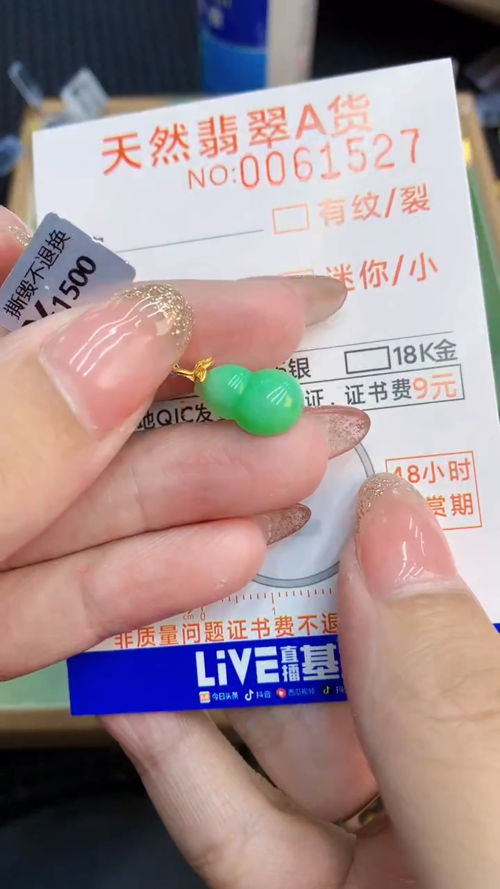 翡翠18K金镶嵌颈饰            8