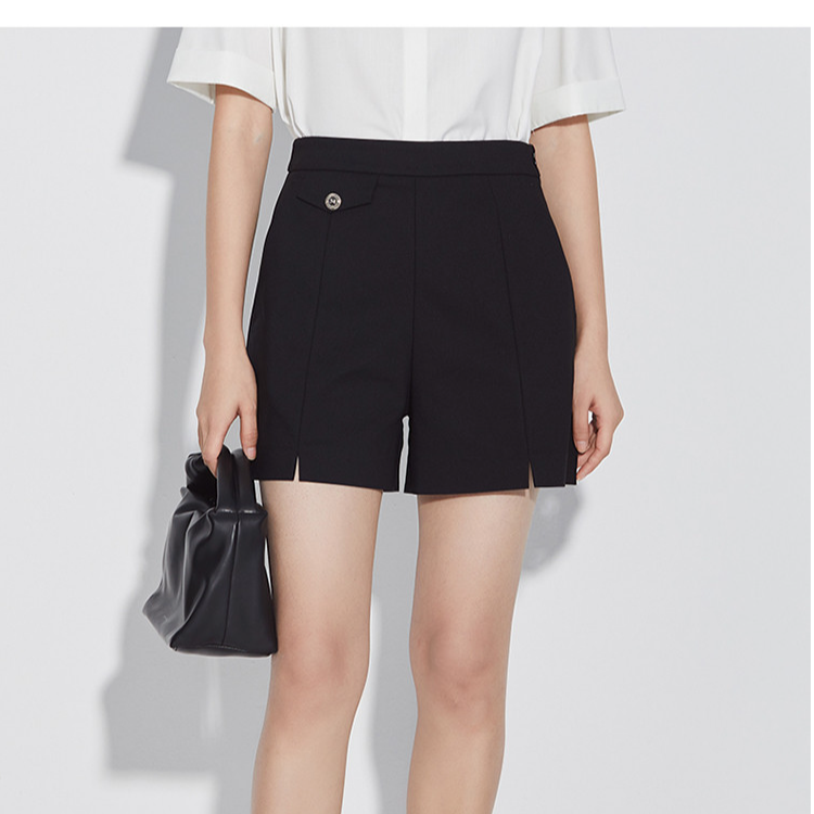 【婷婷专属】高腰A版廓形休闲裤夏季时尚开叉简约西装短裤M110028