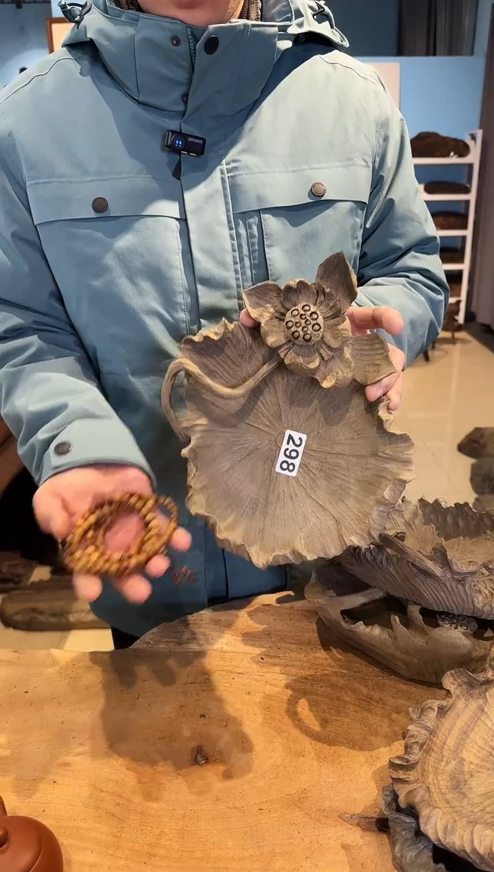 木298号乌木金丝楠果盘+0.8手串