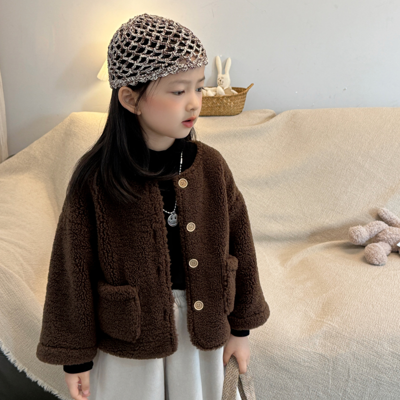 儿童秋冬款加厚保暖毛毛衣宝宝中性款休闲加棉外套FY180