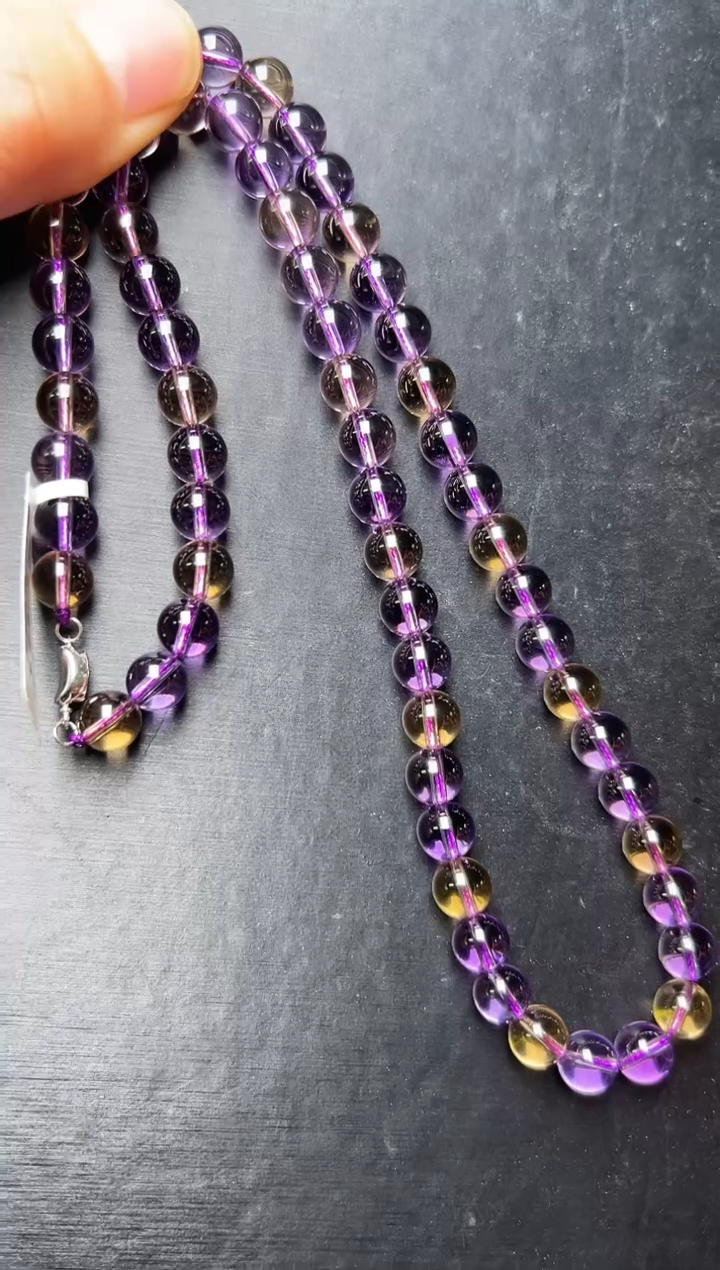 颈饰未镶嵌水晶紫黄晶项链7mm+ JP56789 