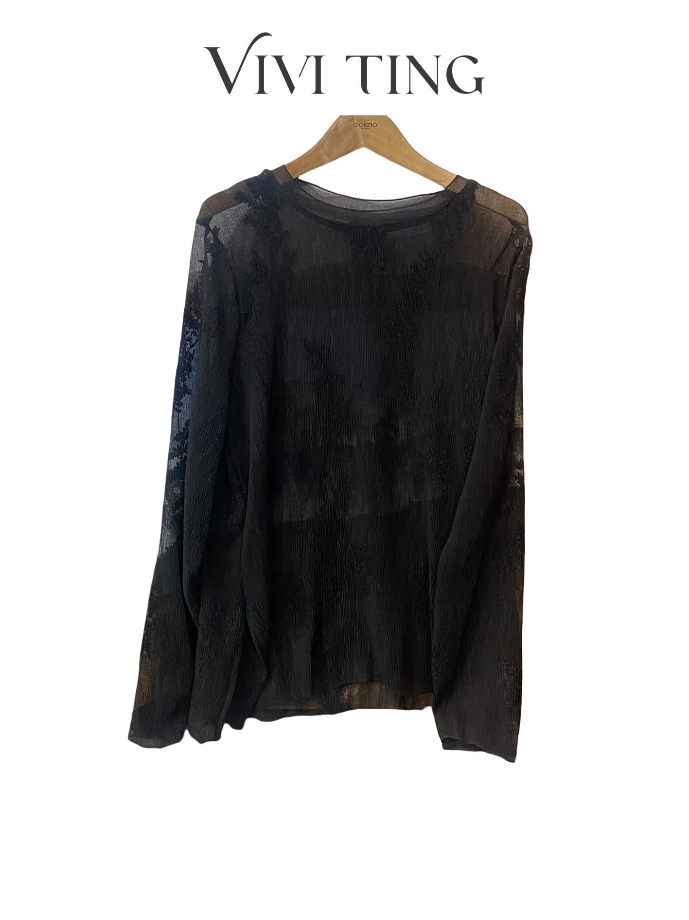 【VIVI·TING】婷姐推荐中式长袖T恤黑色女士时尚提花圆领长袖s807