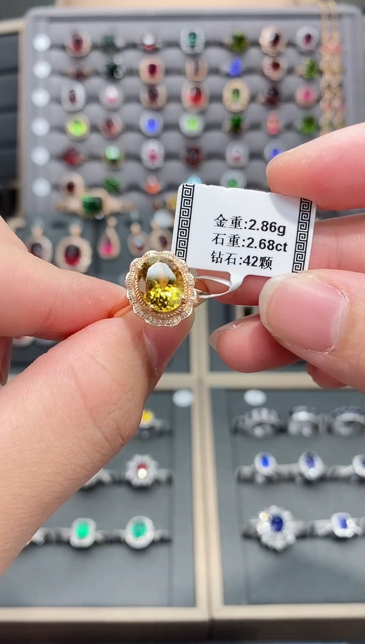 【闪购商品】碧玺戒指18K金镶嵌2.68  