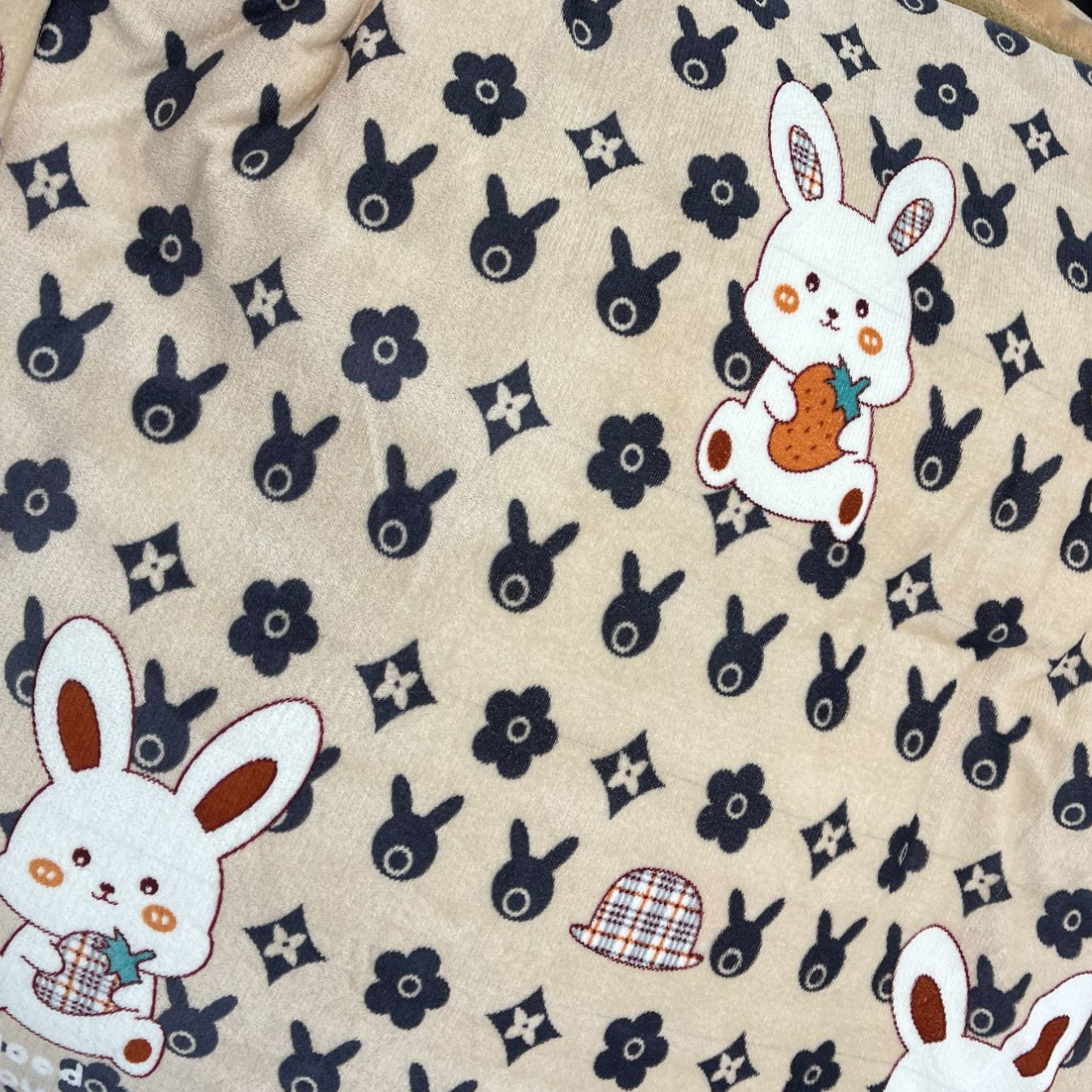 咖色小兔子大版高端被2*2.3米冬被双人加厚柔软牛奶绒被子