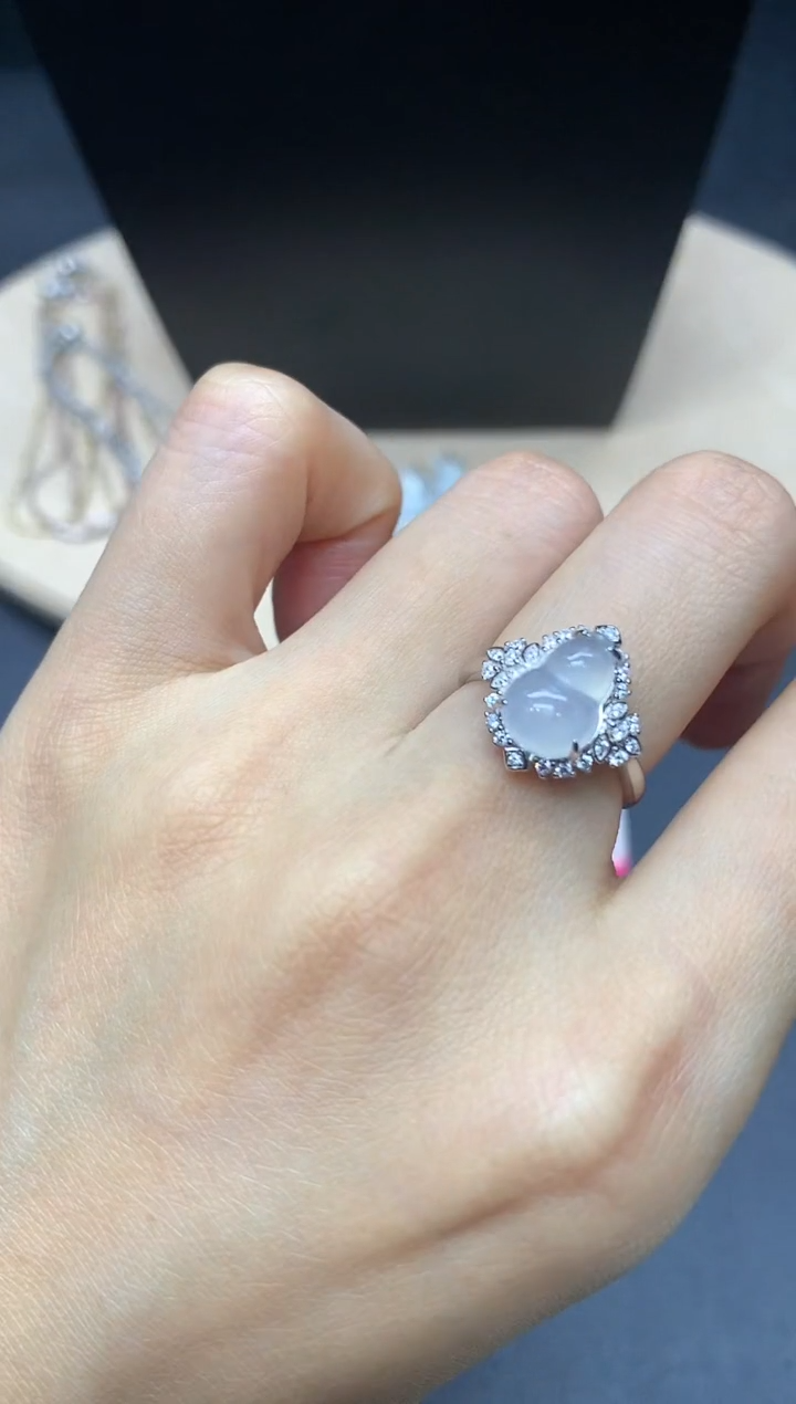 【闪购商品】翡翠戒指银S925镶嵌葫芦【多样性发其一】